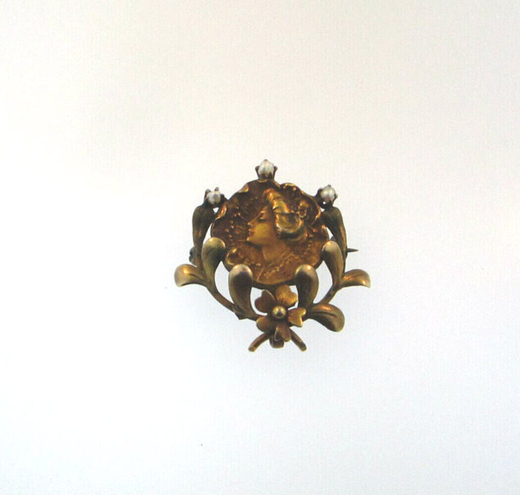 Antique Victorian Lady Edwardian Gold Filled Pin … - image 5