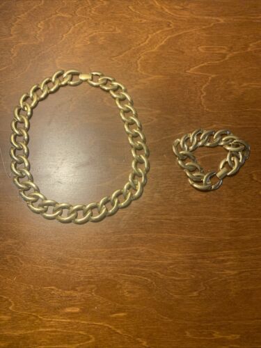 vintage napier gold tone chain necklace and Match… - image 1