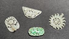 Lot of 4 Antique Chinese Jade Carvings Pendants Etc