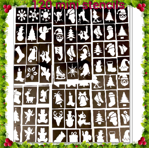 christmas glitter tattoo stencils mini 120 pack | eBay