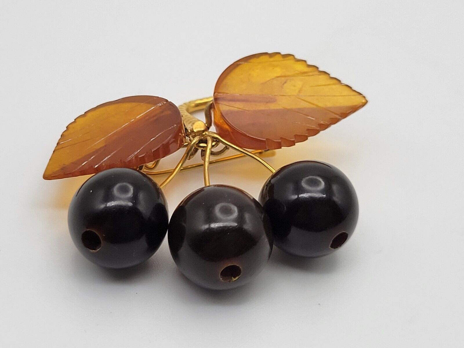 Vintage Soviet Baltic Amber Cherry Fruit Dangle B… - image 7