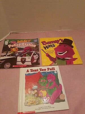 LOT OF 3 BARNEY THE DINOSAUR CHILDREN'S BOOK LOT - POLICE, TENT TOO ...