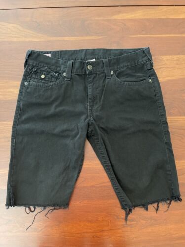 True Religion Cutoff Black Jean Shorts 36