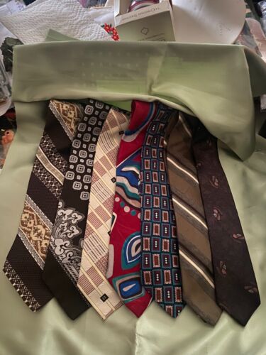 Lot of 7 Ties Striped, Abstract, Some Vintage