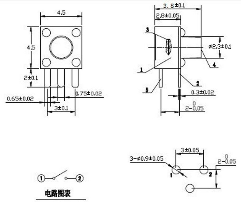 50Pcs Momentary Tactile Tact Push Button Switch 3 Pin Right Angle 4.5x4 ...