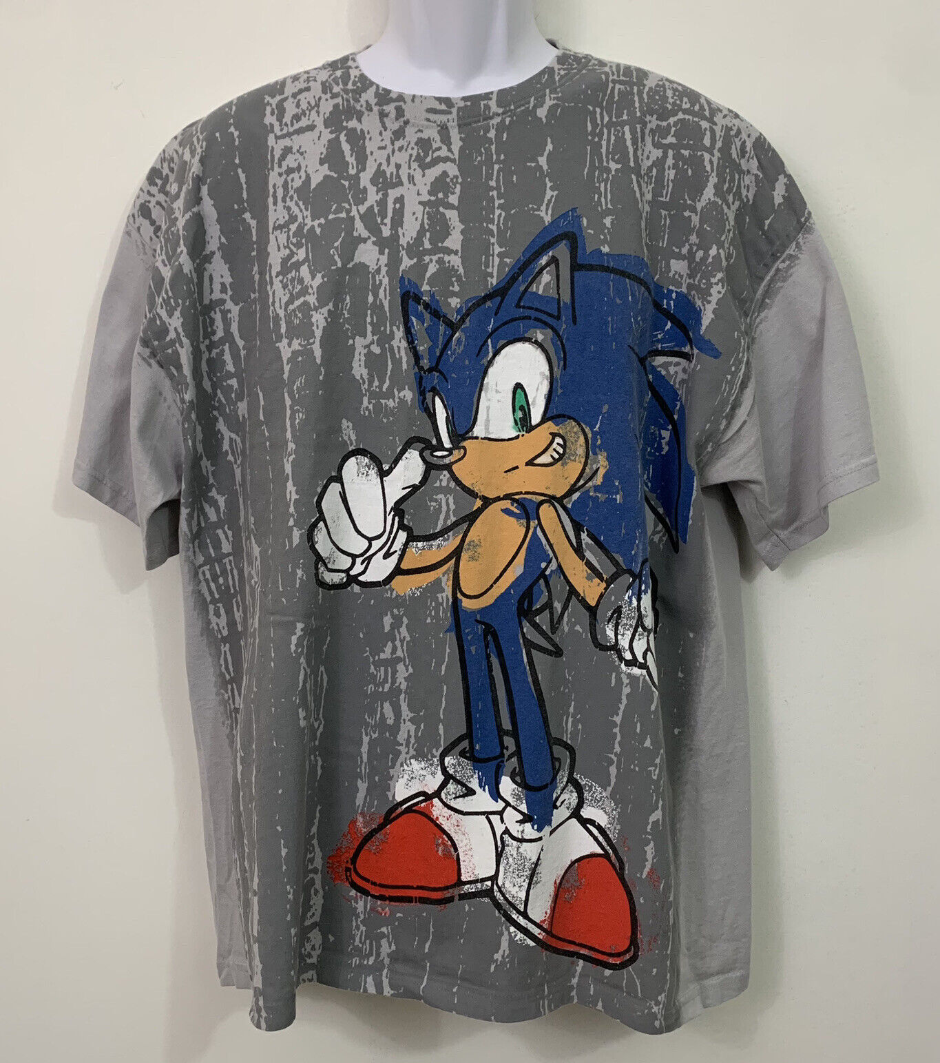 Vintage Sonic the Hedgehog Adult T-Shirt Gray Graphic… - Gem