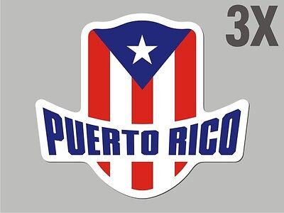 3 Puerto Rico shaped stickers flag crest decal car bike Sticker CN055 ...