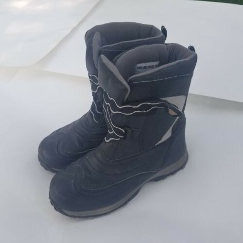 LL Bean Big Kid Winter Snow Boots Insulated Hook & Loop Tall Black Gray ...