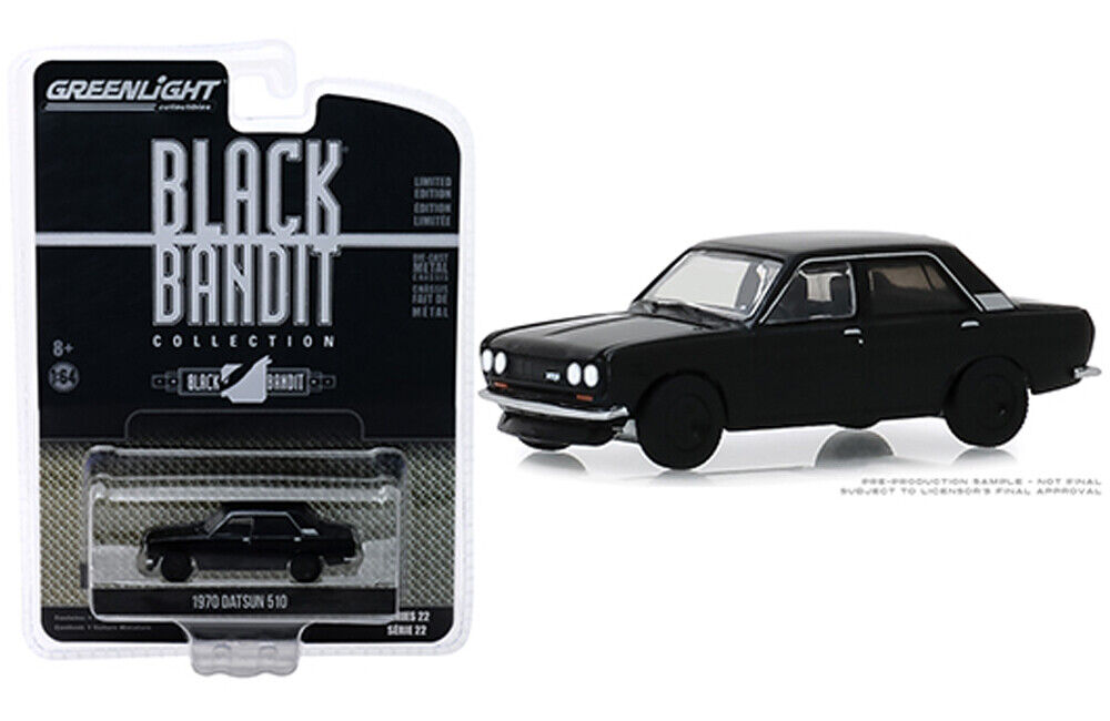 Greenlight Black Bandit SER.22 1/64 1970 Datsun 510 4 Door Sedan Model ...