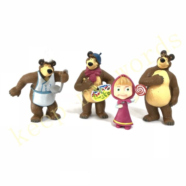 10pcs Masha and The Bear Lovely 8cm Figure Set Cake Topper Play Toy ...