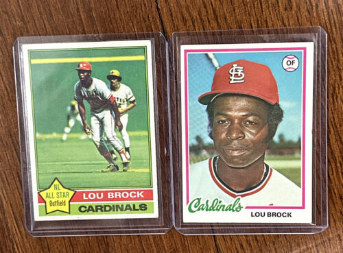 1976 TOPPS #10 + 1978 TOPPS #170 LOU BROCK 2 CARD LOT🔥STL CARDINALS HOF ...