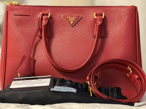 Red Prada Galleria Saffiano Large Leather Bag 100… - image 1