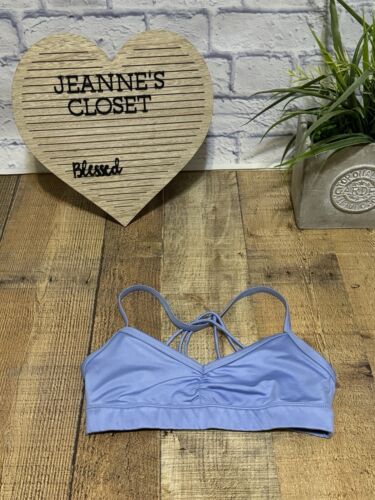 Alo Yoga Sunny Strappy Baby Blue Ruched Bra Size X