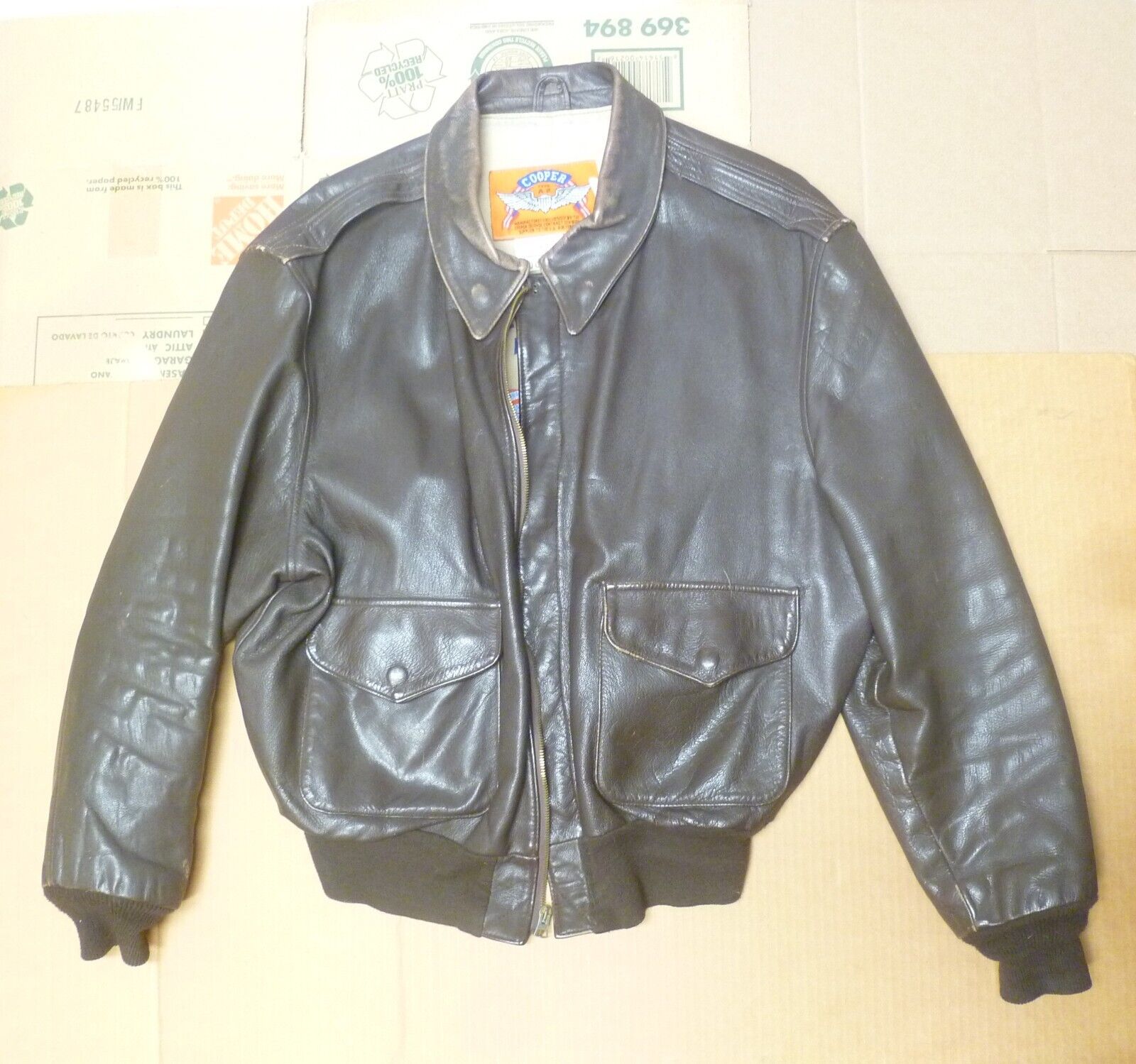 Cooper A-2 USAF Flight Bomber Leather Jacket - 48… - image 1