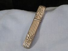 MISTLETOE ANTIQUE FRENCH SILVER BODKIN SEWING NEEDLE CASE ETUI BOX