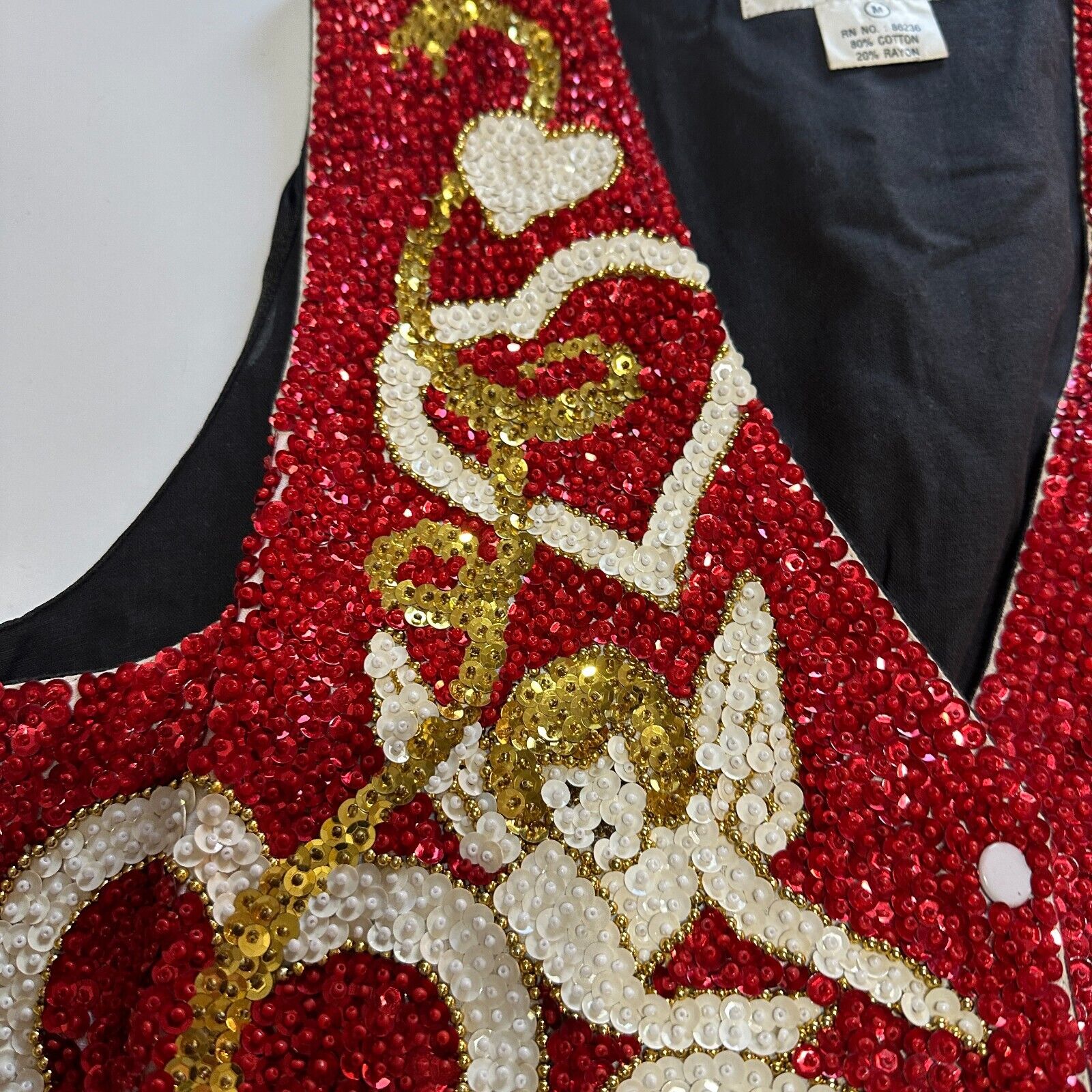 Vintage Fashion Fantasy Red Sequin Vest Valentine… - image 5