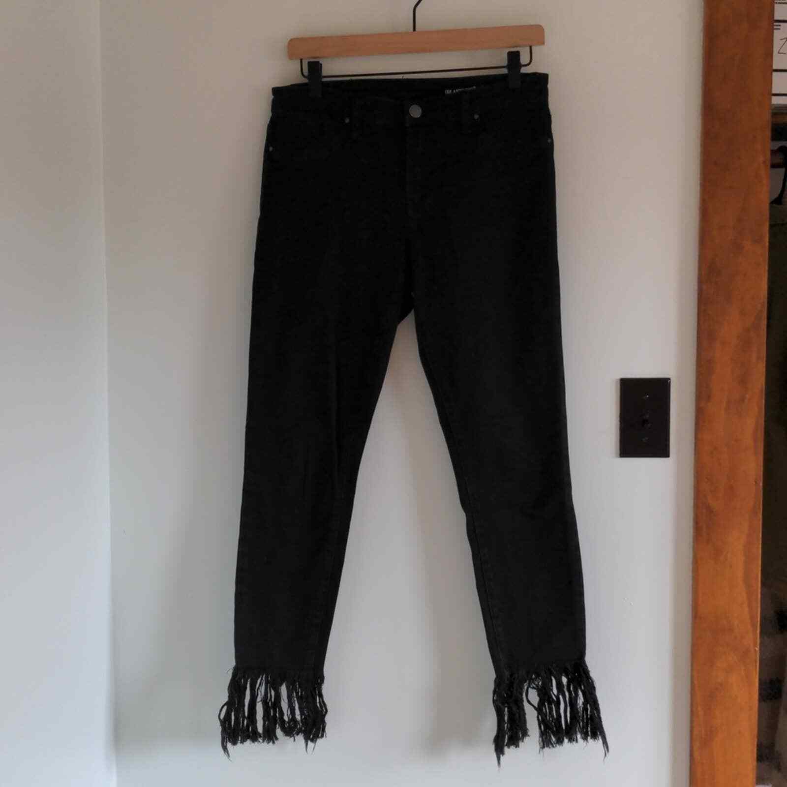 Blank NYC Black Fringe Hem Skinny Jeans - image 2