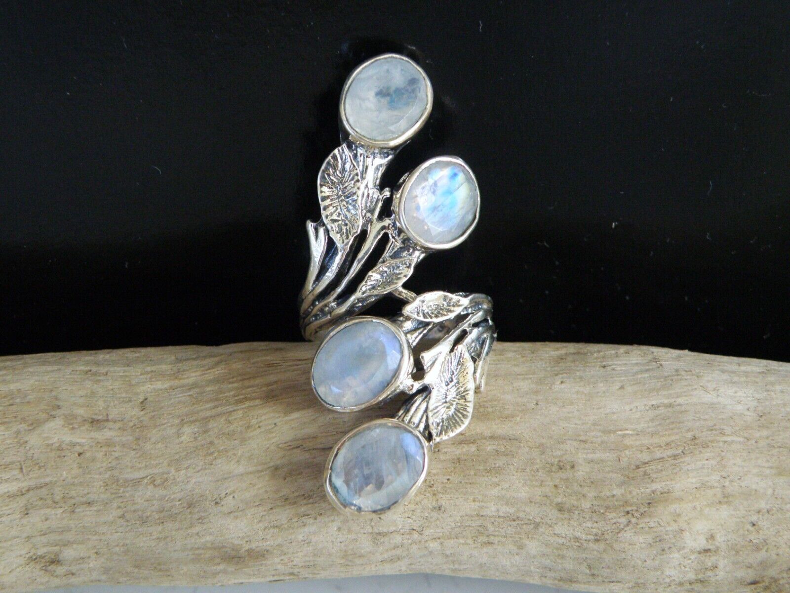 Huge Sterling Silver 925 Rainbow Moonstone Vine L… - image 7