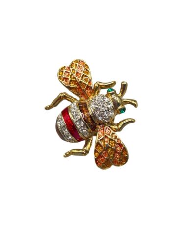 Bumblebee Rhinestone Tack Pin Gold Tone Insect Bu… - image 1