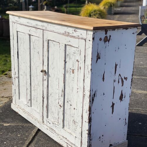 Antique Victorian large pine / chippy / crackle school cupboard pine ...