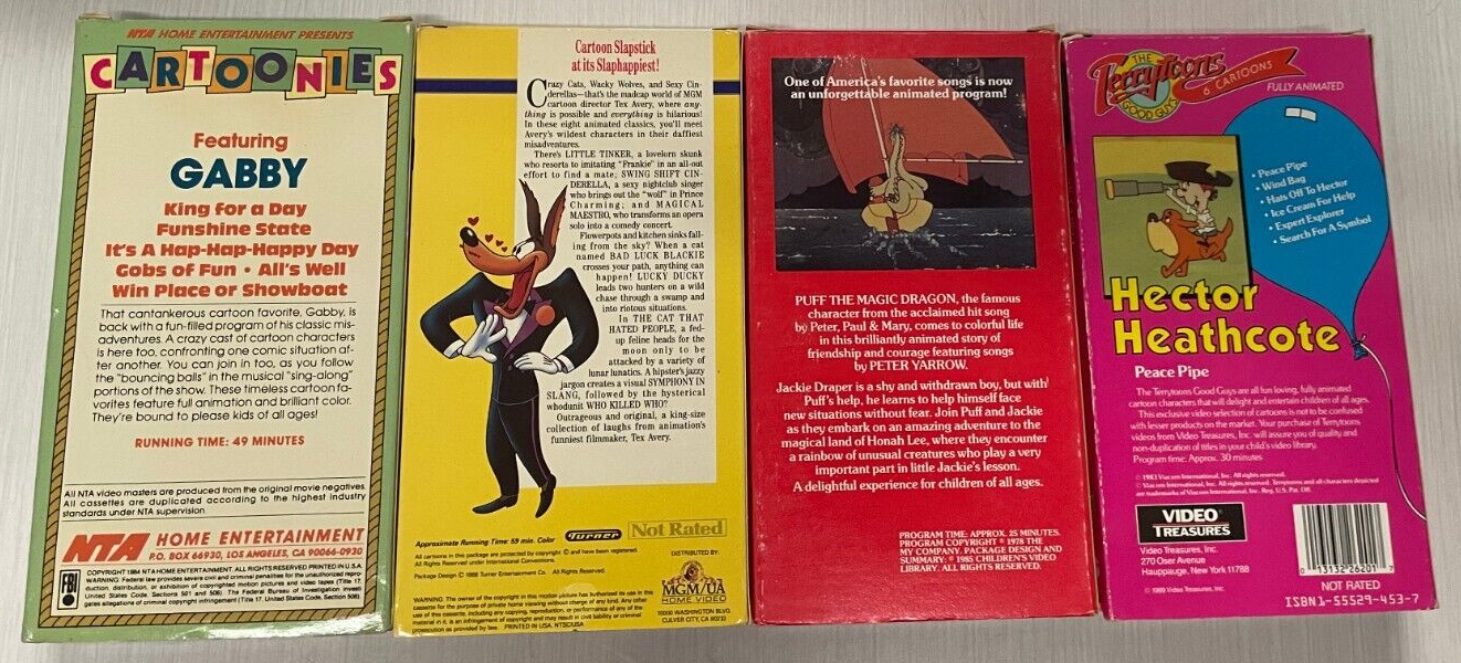 14 Vhs Inki Gabby Droopy Gumby Bullwinkle Casper Heckel & Jeckel Tex 