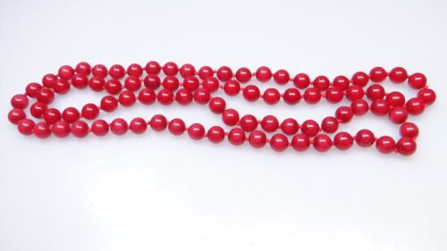 Vintage Red Jade Bead Necklace Continuous Strand … - image 1