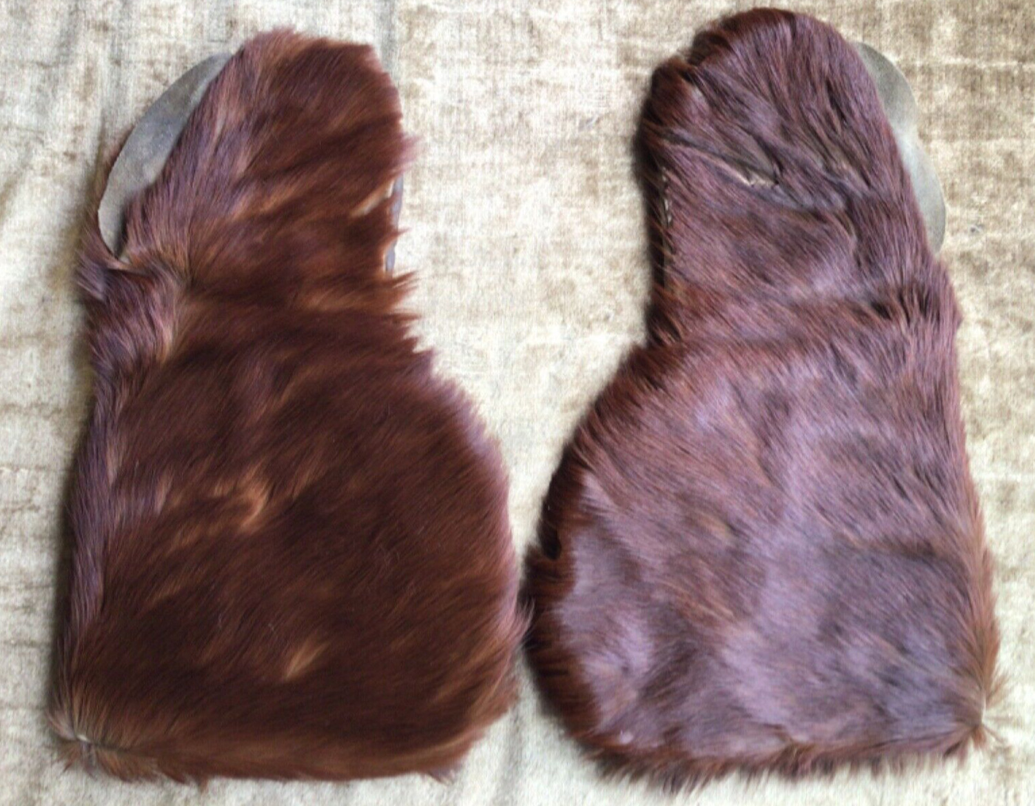 1920 Vintage Horsehair Hide Large Gauntlet Mitten… - image 2