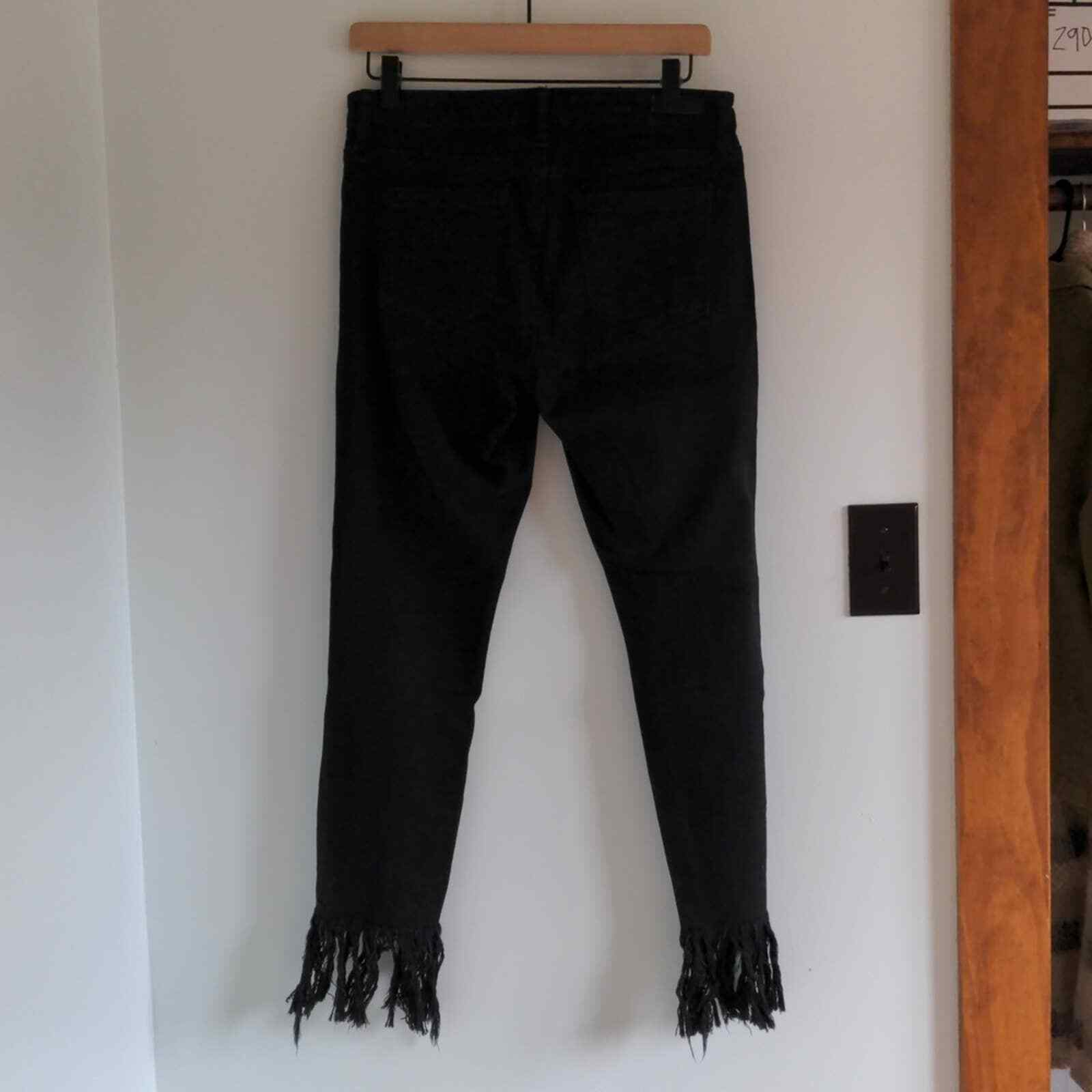 Blank NYC Black Fringe Hem Skinny Jeans - image 4