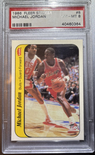 1986 Fleer Sticker Basketball #8 Michael Jordan RC Rookie HOF PSA 8 ...