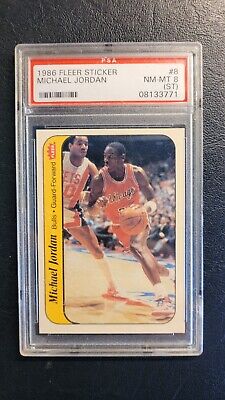 1986 FLEER MICHAEL JORDAN RC STICKER PSA 8 (ST) ROOKIE CARD #8 CHICAGO ...