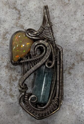 ethiopian opal sterling silver pendant 925