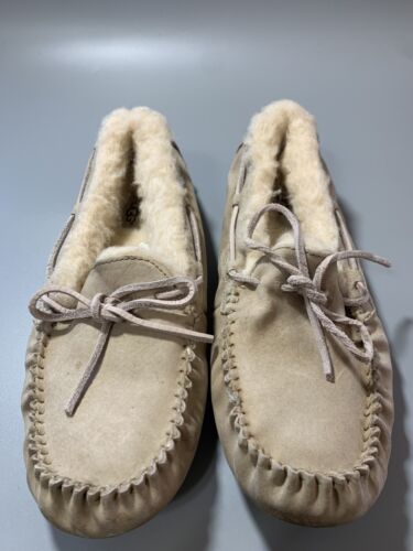 Ugg Dakota Light Tan Suede Sheepskin Moccasins Sli