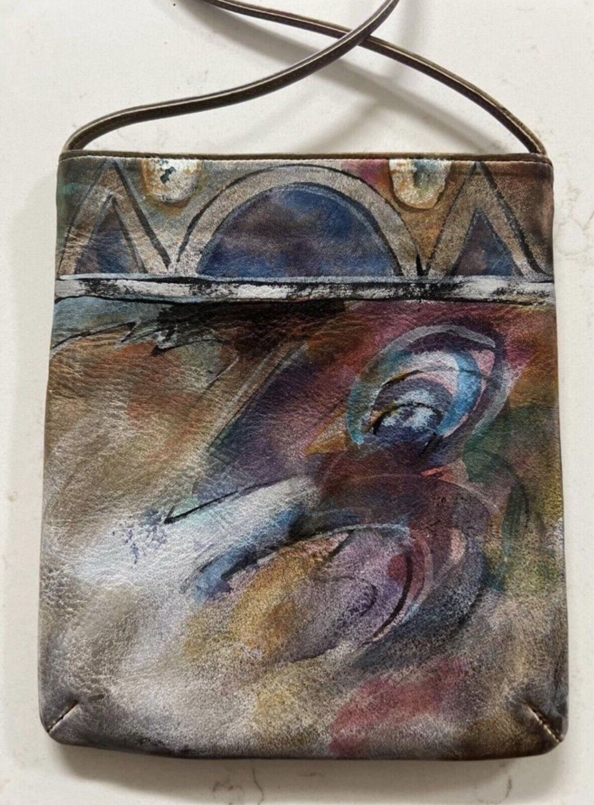 Jane Yoo Cross Body, Hand Painted Leather - image 2