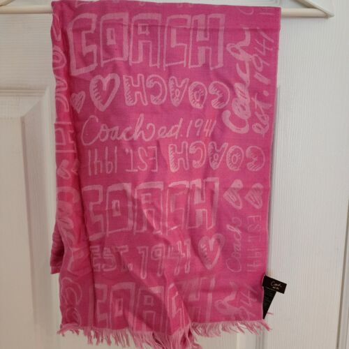 Coach Signature Silk Scarf Pink Signature Logo