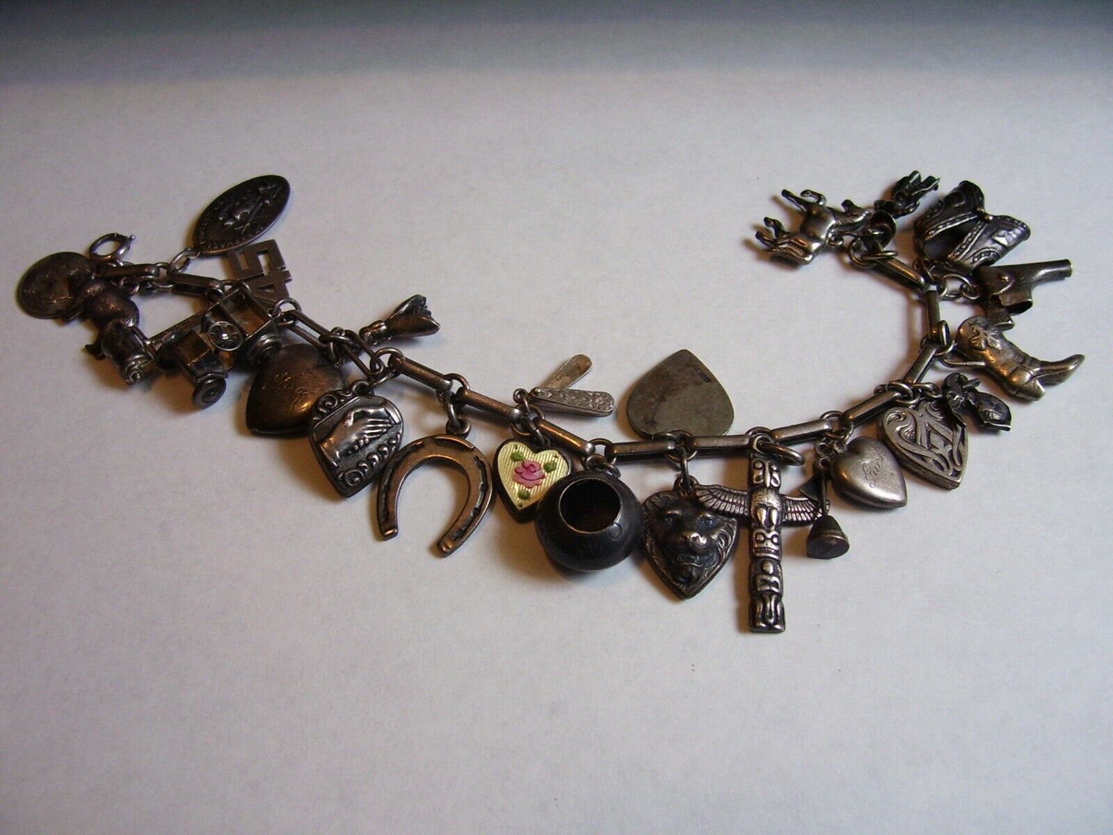 Antique Sterling Unique Charm Bracelet - image 1