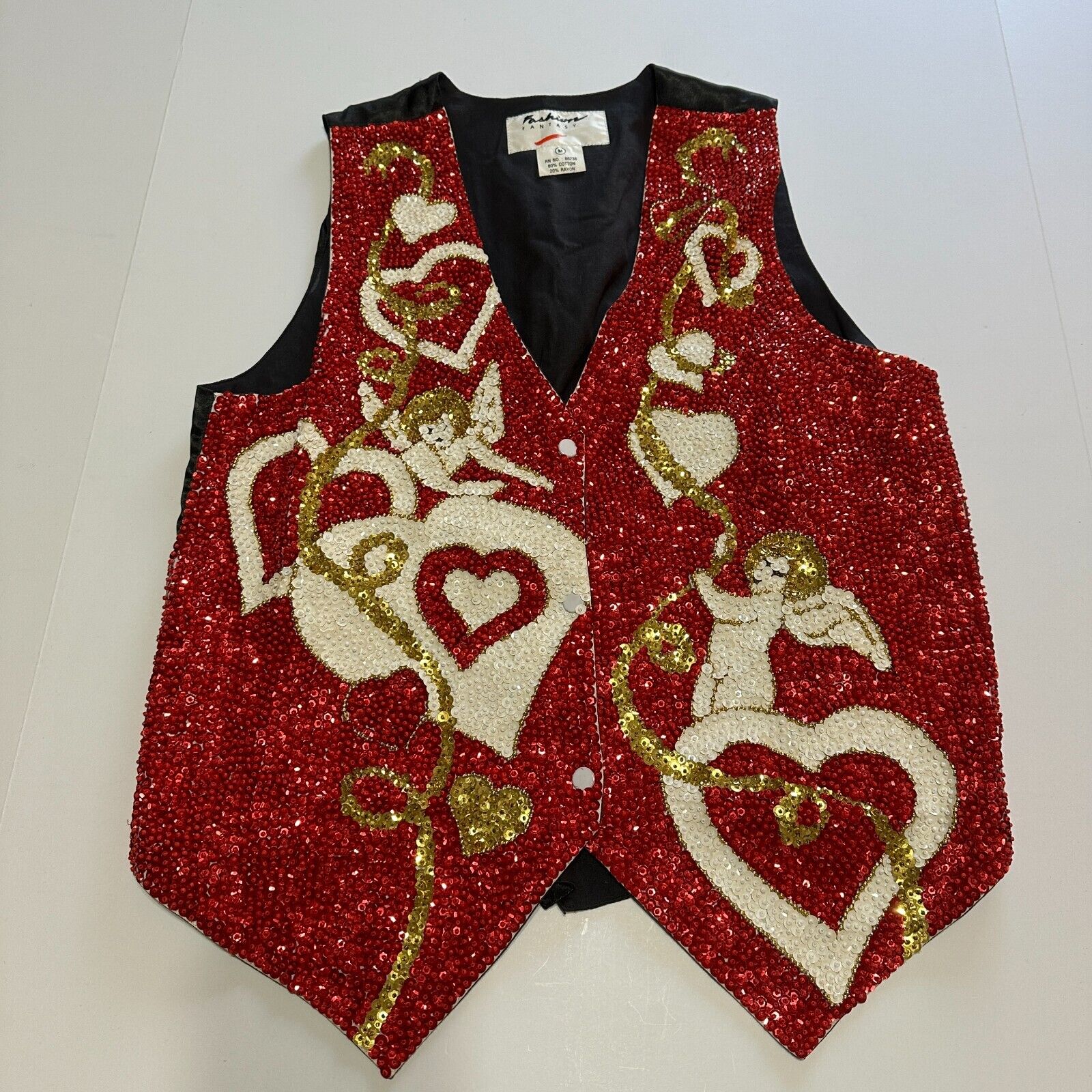 Vintage Fashion Fantasy Red Sequin Vest Valentine… - image 1