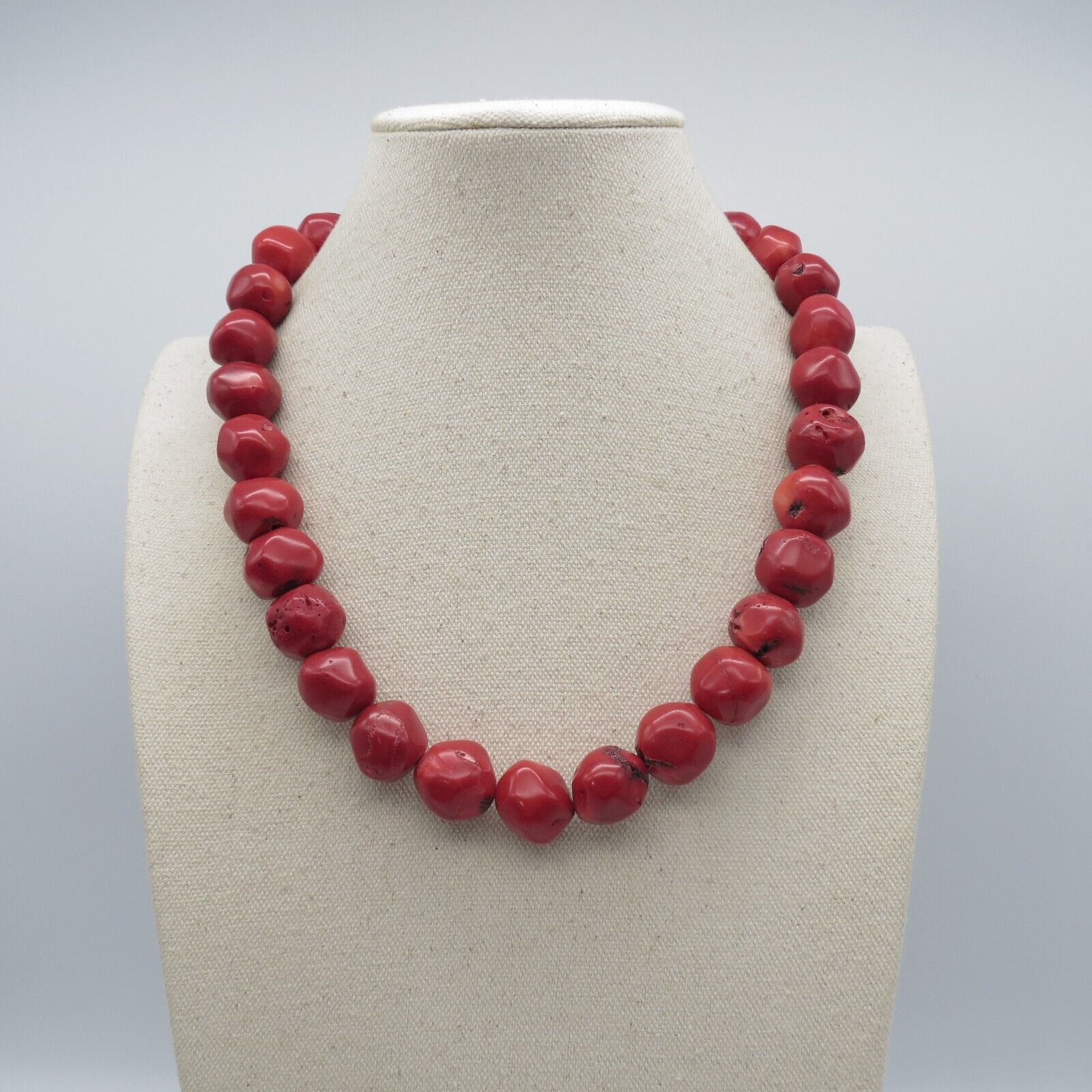 Bamboo Coral Bead Necklace Red Boho Ethnic Statem… - image 2