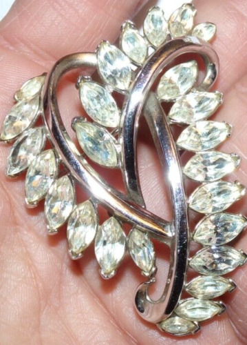 Lovely signed rhinestone pin marked Crown Trifari-