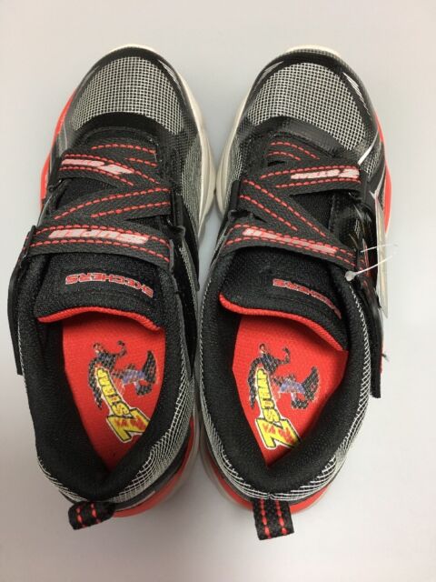 No Tie Kids Skechers Electronz Z Strap Sneaker Tennis Shoe Black Red ...