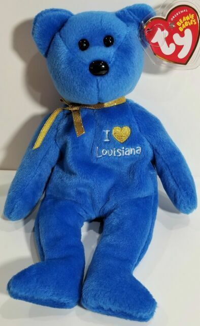 Rare Ty Beanie Baby I Love Louisiana The Bear 05 Blue For Sale Online Ebay