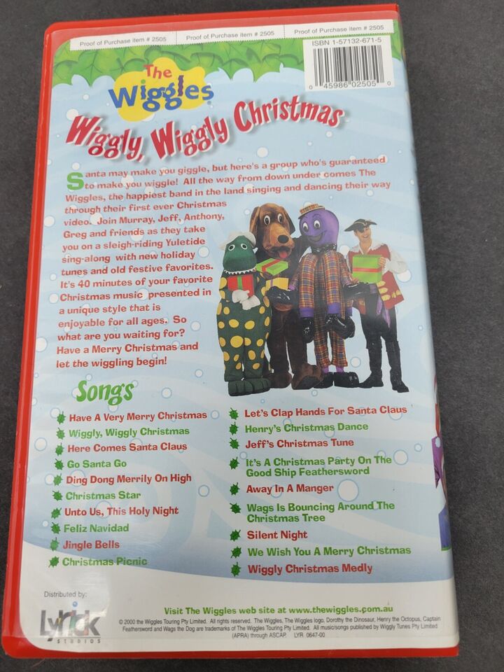 THE WIGGLES WIGGLY WIGGLY CHRISTMAS VHS 2000 KIDS VERY MERRY SONGS ...