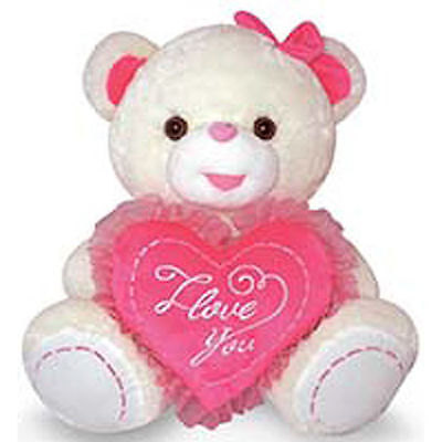 14 Cream Teddy Bear With Bow Pink I Love You Stitch Heart Pillow Valentine New Ebay