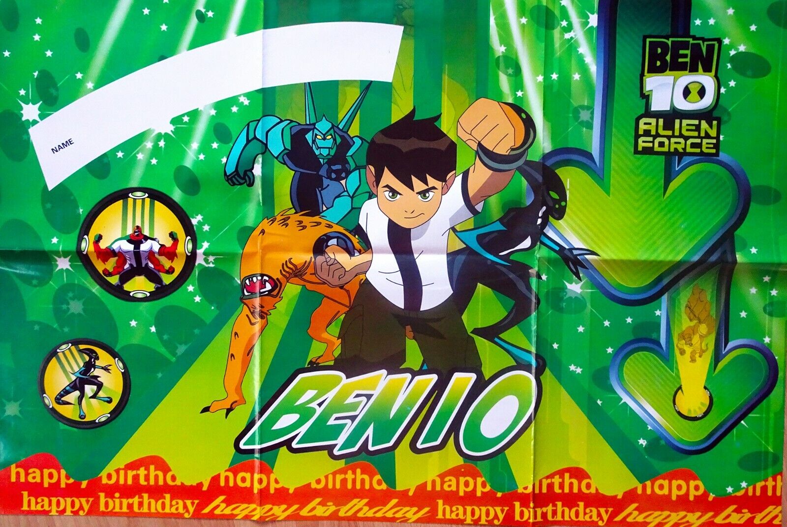 BEN 10 ALIEN FORCE HAPPY BIRTHDAY POSTER/BANNER - PARTY SUPPLIES | eBay