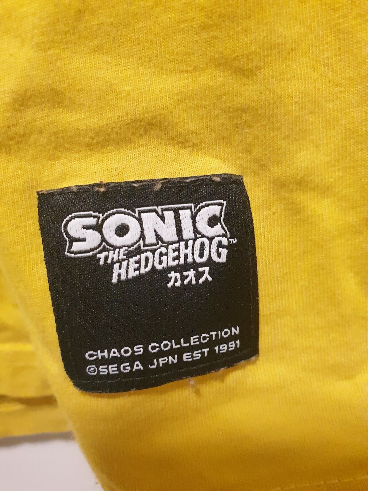 Sonic The Hedgehog Tshirt Chaos Collection 1991 Rare Yellow Size Large ...