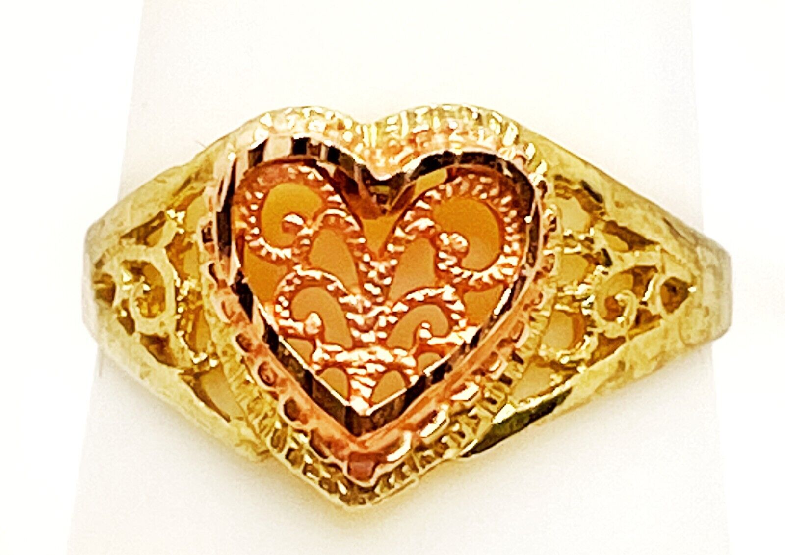 10K Rose/Yellow Gold Heart Ring - image 1