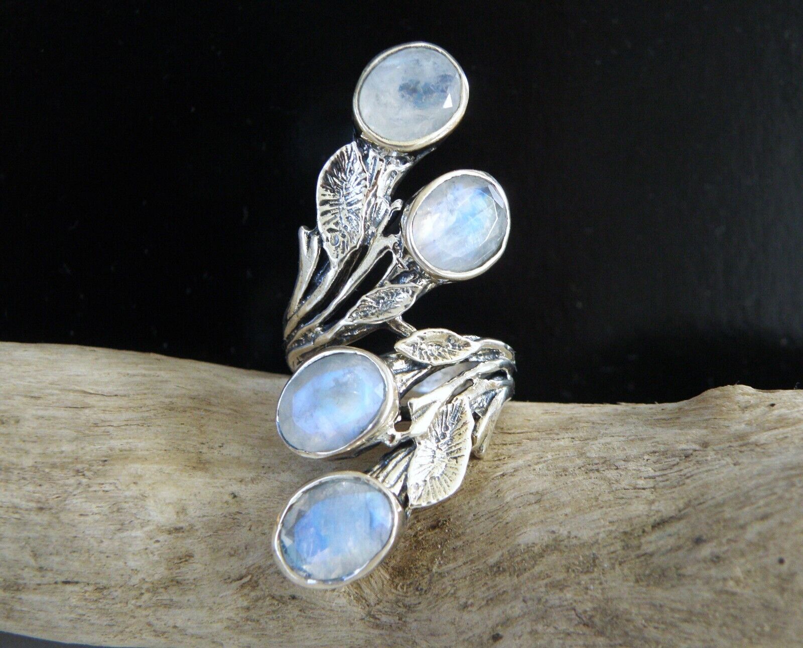 Huge Sterling Silver 925 Rainbow Moonstone Vine L… - image 9