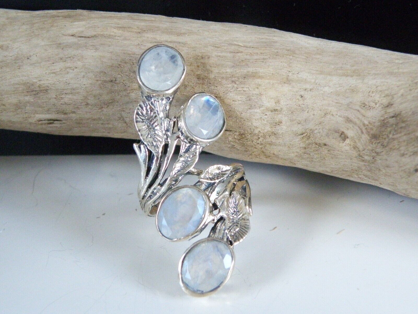 Huge Sterling Silver 925 Rainbow Moonstone Vine L… - image 8