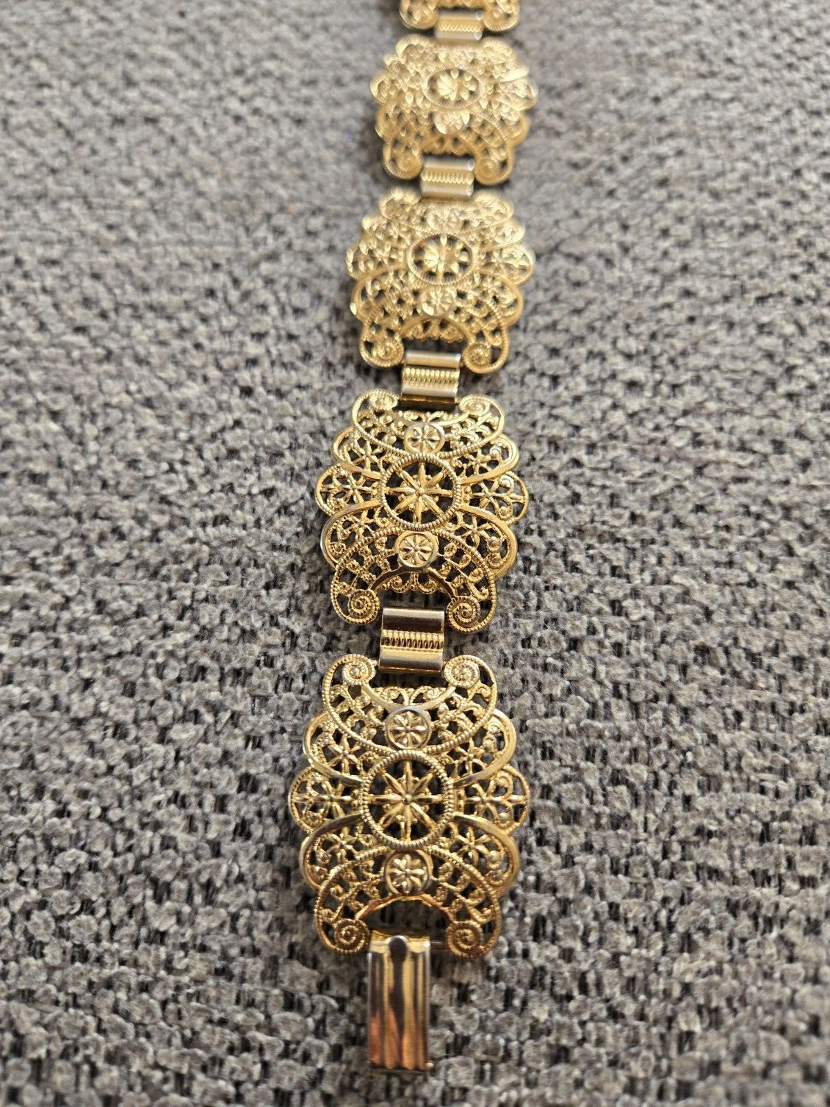 Vintage Gold Tone Bracelet Ornate Design Bracelet - image 2