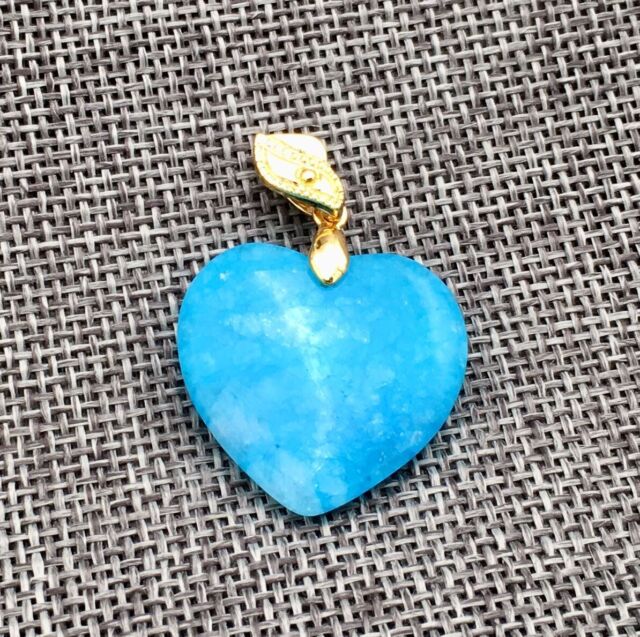 New Heart Blue Larimar jade Necklaces Pendant Alloy Gold plating ...