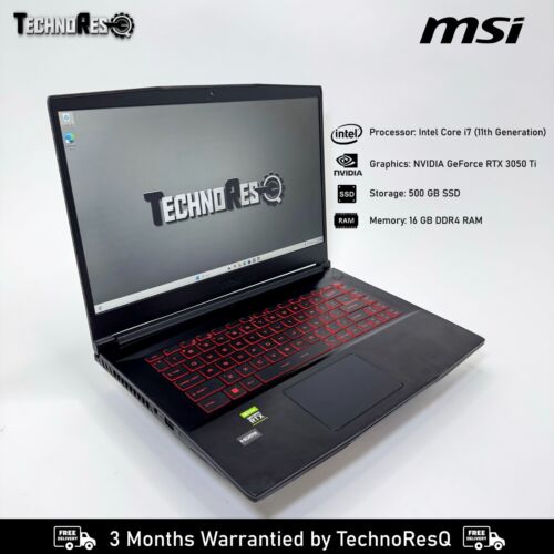 MSI GAMING LAPTOP-I7 11thGen, NVIDIA GeForce RTX 3050 Ti, 16GB Ram, 500 GB SSD